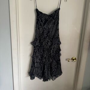 Ralph Lauren Blue/White ruffled silk dress